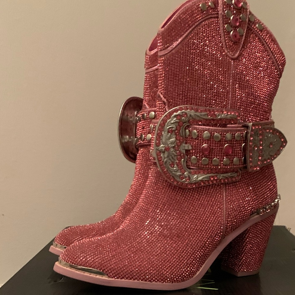 Pink Rhinestone Boots